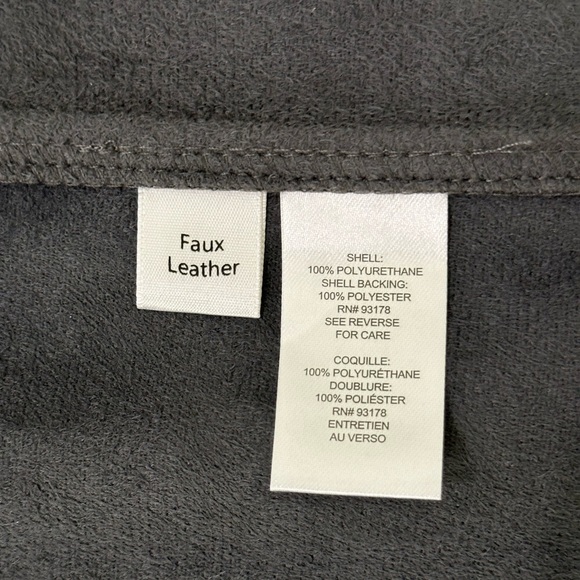 T. Tahari Faux Suede Leather Waterfall Open Front Vest Grey size Small - Picture 12 of 16